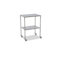 Side table in chromed steel with two smooth stainless steel shelves
